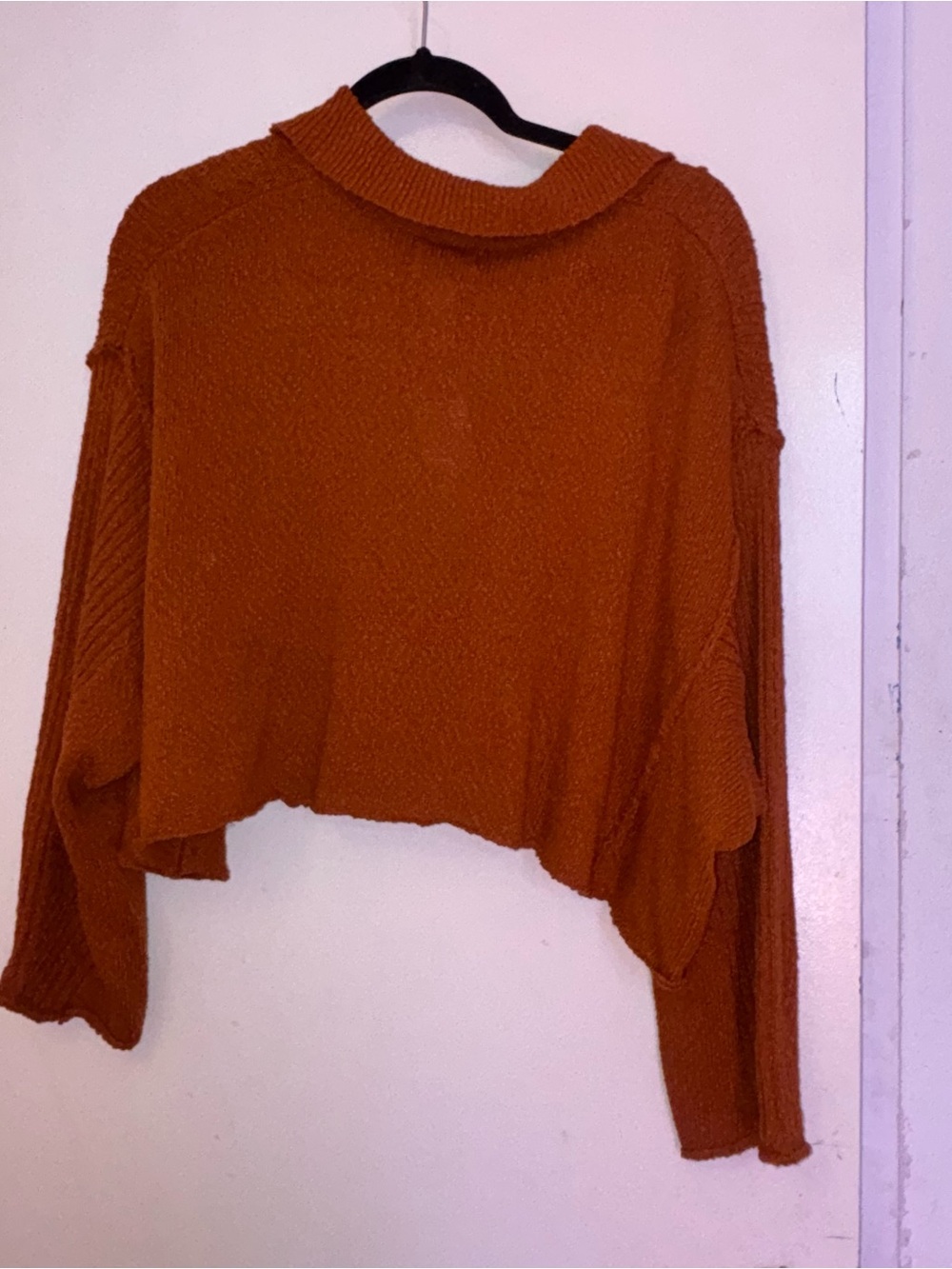 BDG Cropped Ribbed Button-Up Cardigan - Rust - Picture 2 of 8